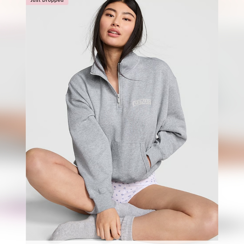 Nwt Victoria Secret PINK Ivy Fleece Quarter-Zip Sweatshirt
